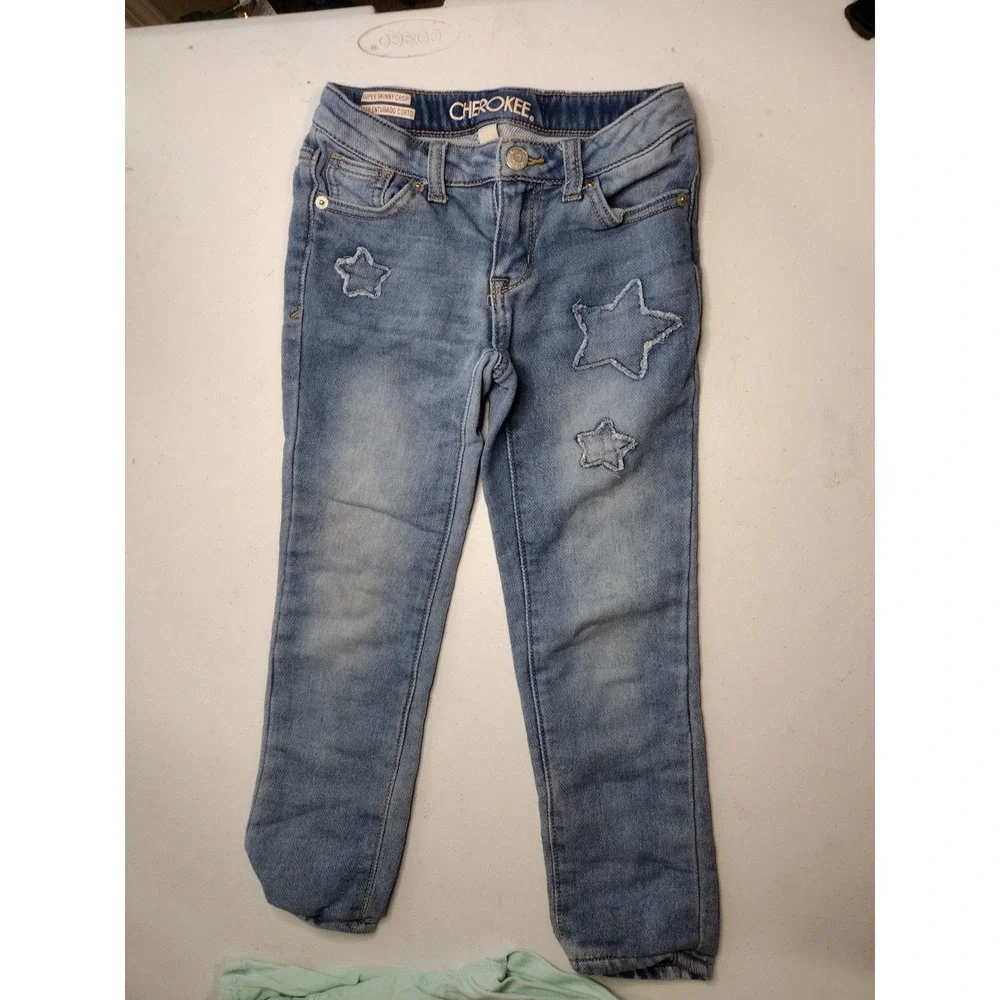 Girls Skinny Jeans Lot 3 Justice‎ Cherokee Celebrity Pink Blue Mint Size 7
